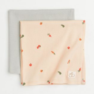 Set of 2 baby blankets made of cotton